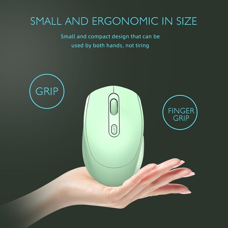 ONEUP Wireless Mouse, 2.4G, Silent, USB Nano Receiver for Laptop, Chromebook, PC, Mac, Windows and School Work （Green） - Image 2